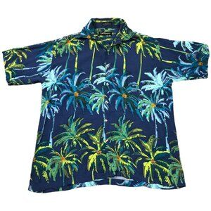 Caribbean Blues Tropical Palm Tree Hawaiian Shirt Adult Size Large‎